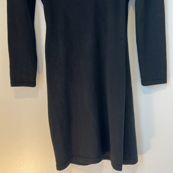 Chaps Womens Knit Wrap Black Sweater Dress Belted Adjustable Knee Length Large - Picture 14 of 16